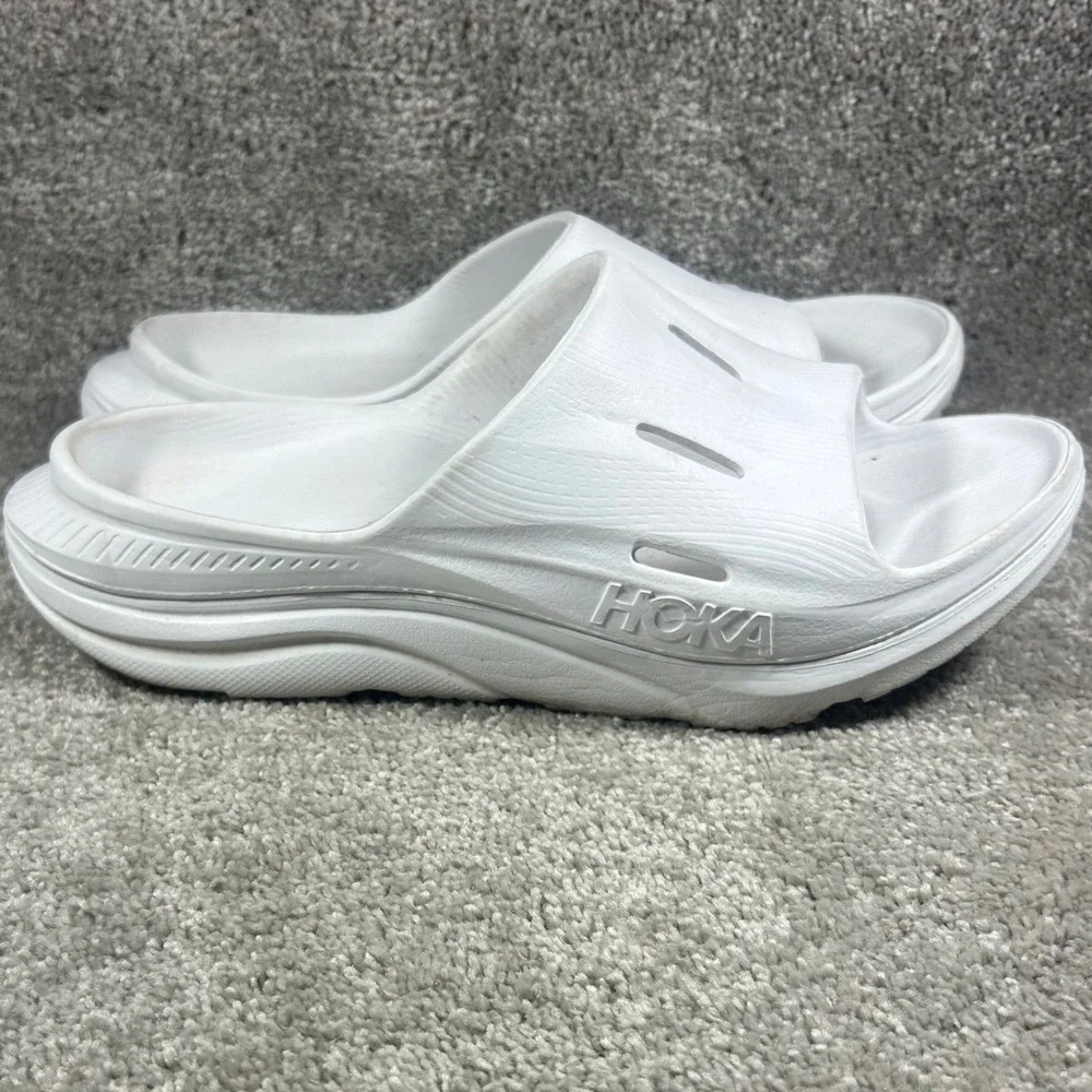 Hoka Ora Recovery Slide 3 White Cushioned Athletic Sandals Unisex Men 7 Women 9